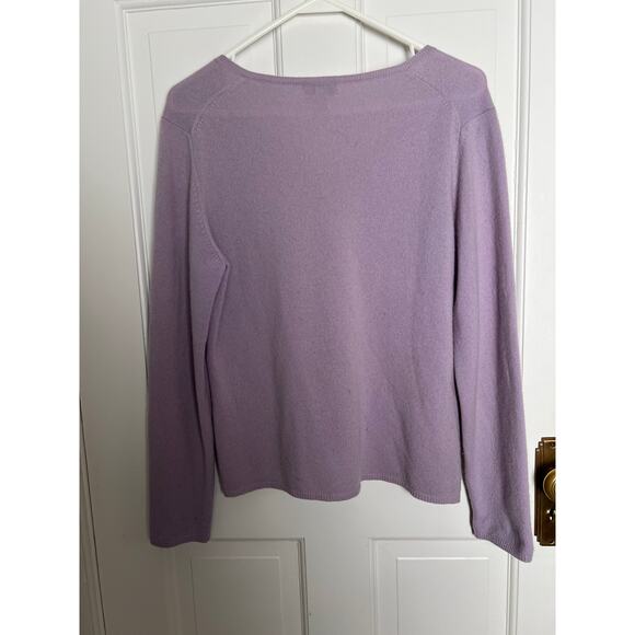 Charter Club Women's P M 100% Cashmere Sweater Purple V Neck Academia FLAWS - Picture 2 of 11
